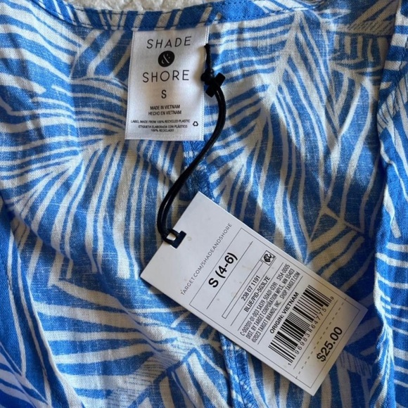 NWT Shade & Shore coverup top. Ties in front. Blue/white. Women’s small - Picture 3 of 4